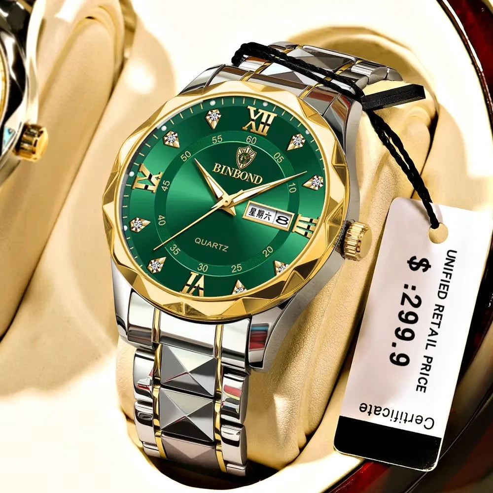 Luxury Gold Men Stainless Steel Fashion Casual Original Quartz Watch for Couples Women