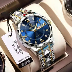 Luxury Gold Men Stainless Steel Fashion Casual Original Quartz Watch for Couples Women